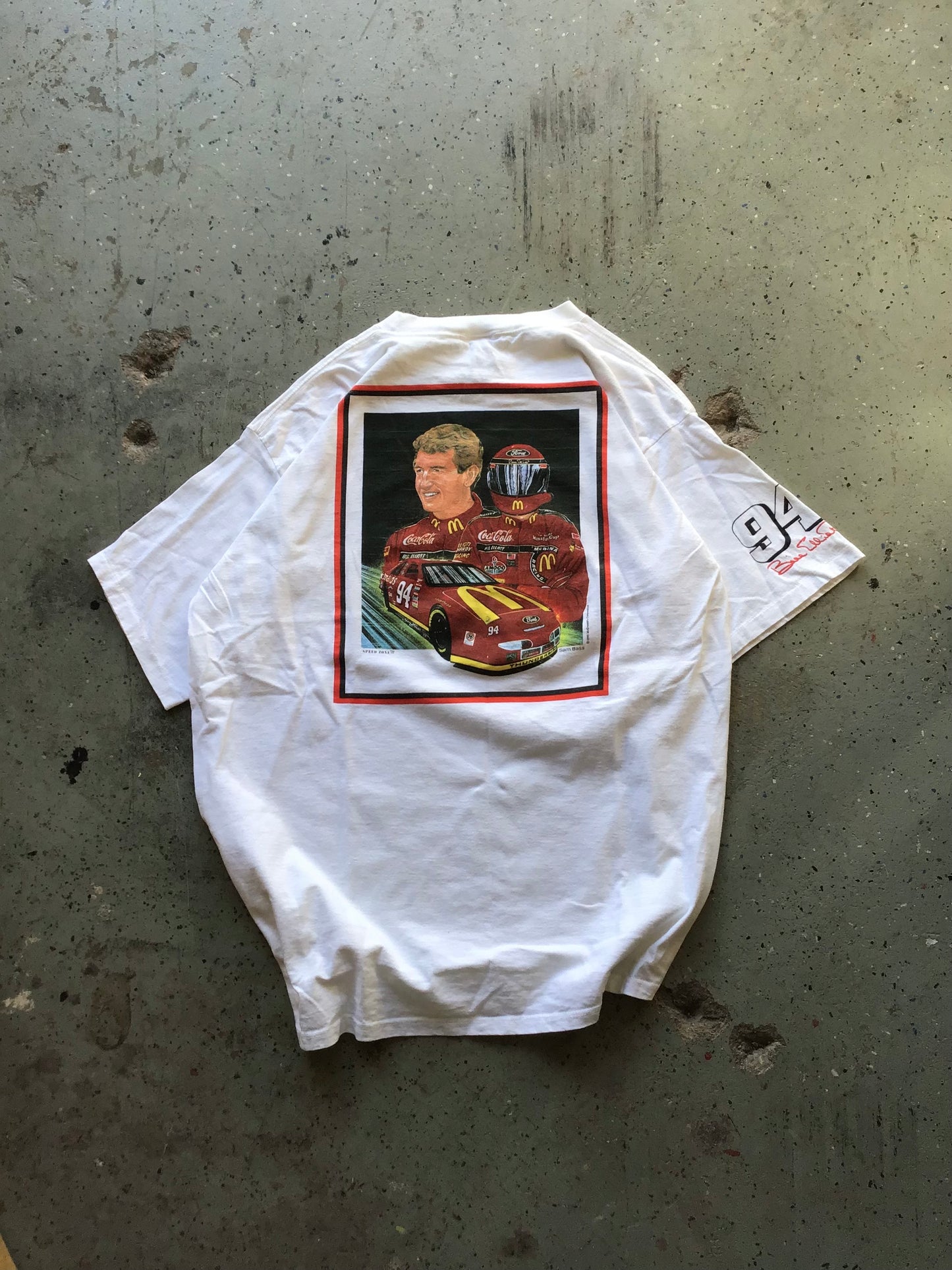 1995 Original Sam Bass Art Wear Bill Elliot Portrait T-shirt Size XL