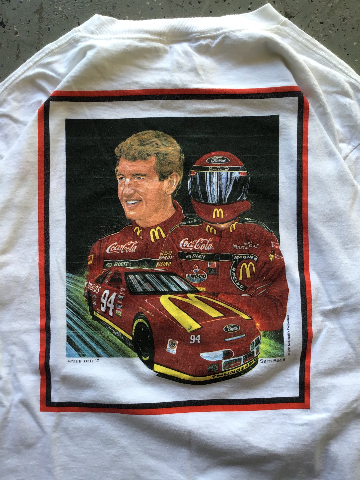 1995 Original Sam Bass Art Wear Bill Elliot Portrait T-shirt Size XL