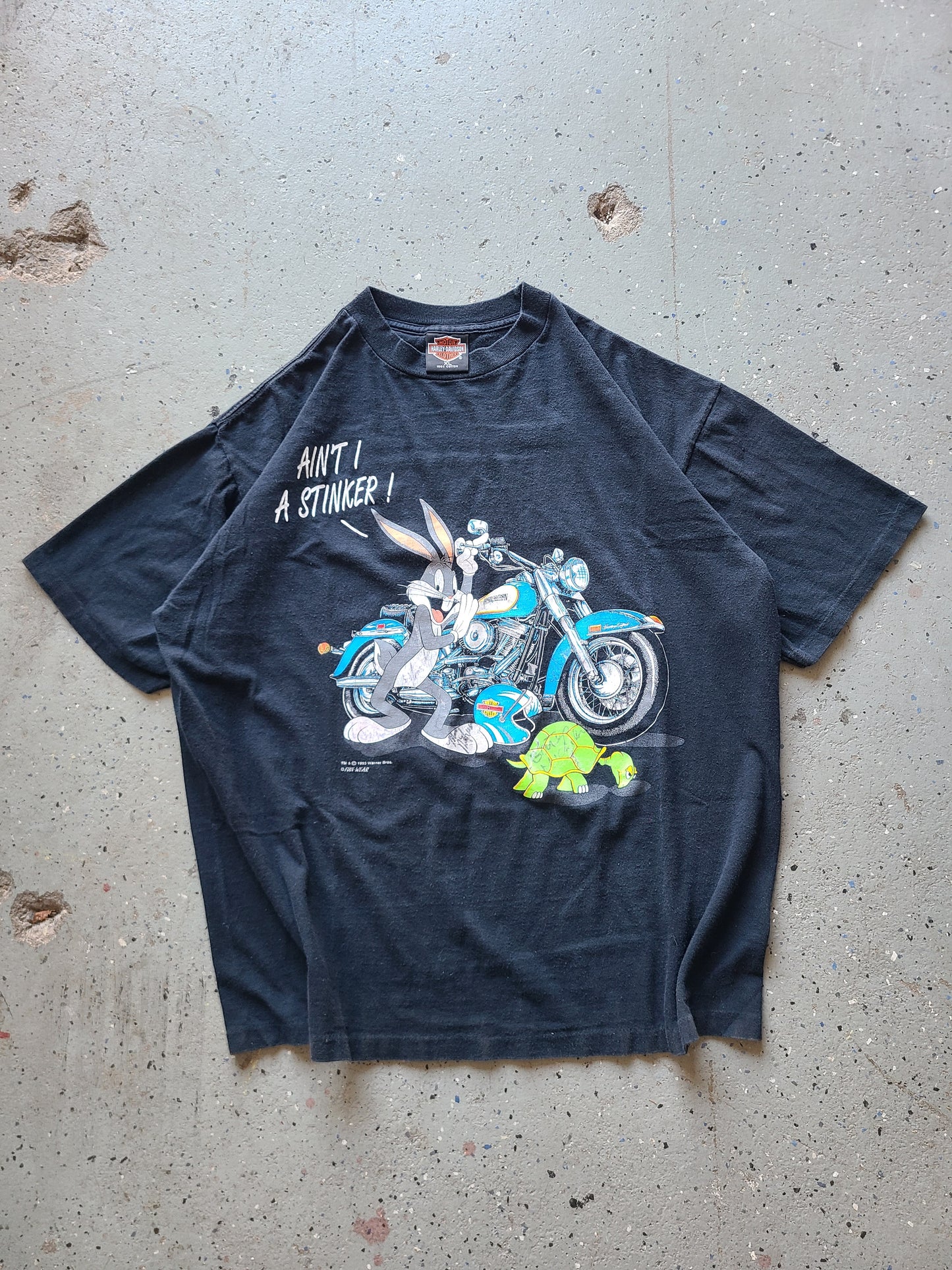 1993 Harley Davidson x Warner Bros Bugs Bunny "Ain't I A Stinker !" Tee Size XL