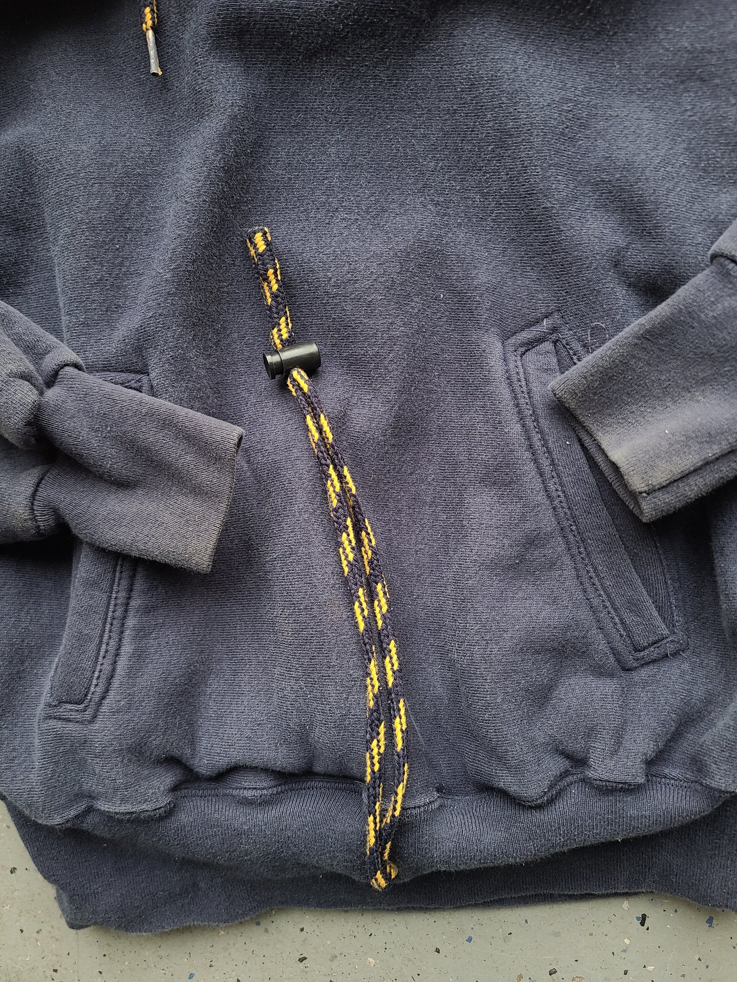 Vintage mvp Corp Pro Weave Navy Drawstring Quarter Zip Hoody Size Medium