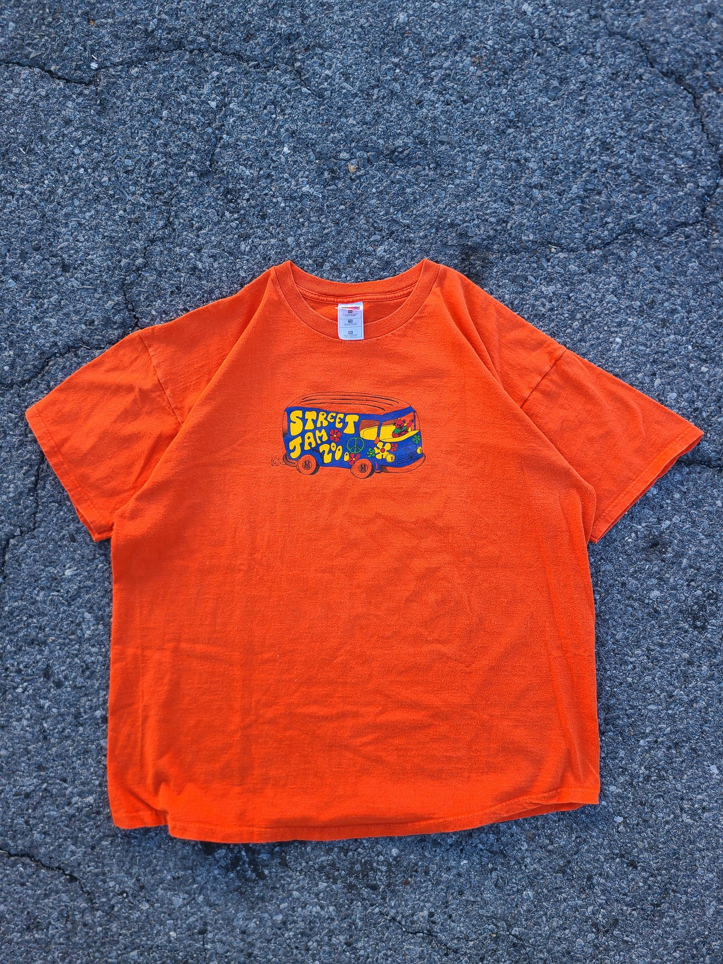 Y2k Grateful Dead Jerry Garcia "what a long strange trip it's been Street Jam parking lot tshirt Size 2XL