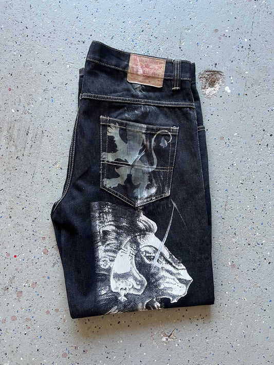 GB Denim Laboratory, NY Painted Lion Jeans Size 36x32