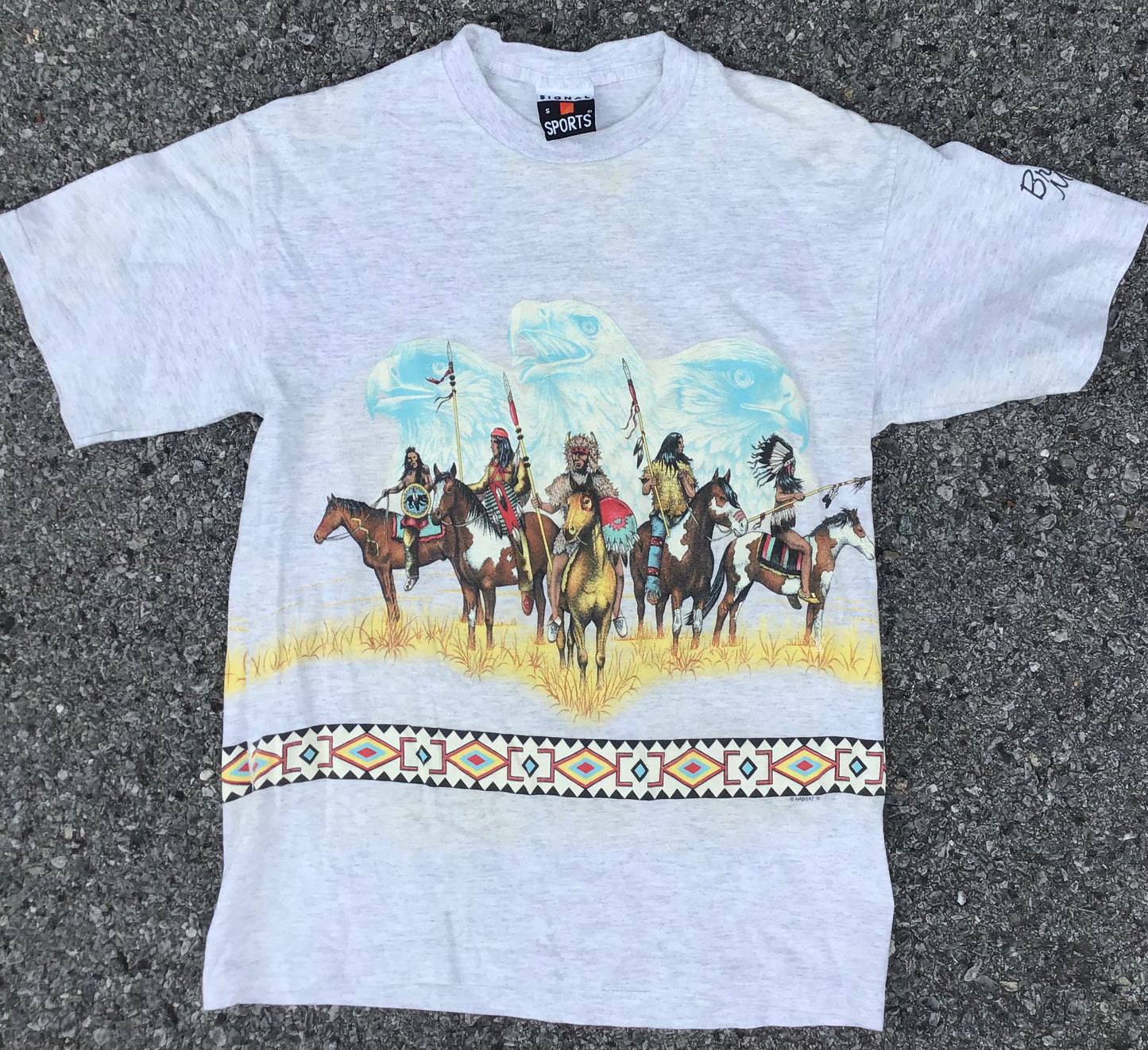 1991 Habitat Native American T Shirt Double-Sided Size Small