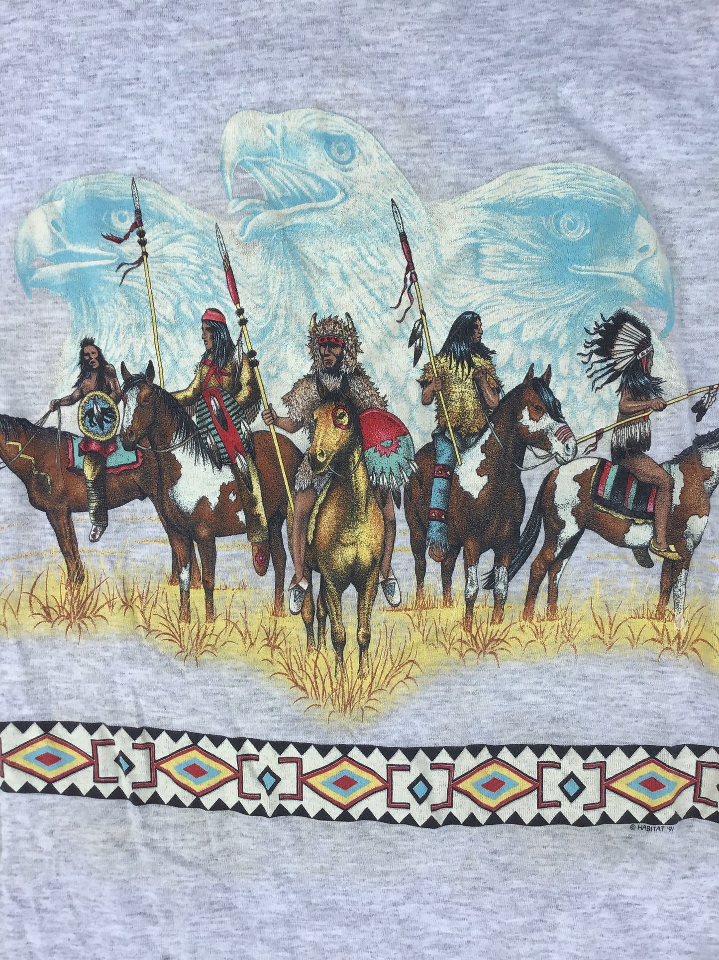 1991 Habitat Native American T Shirt Double-Sided Size Small