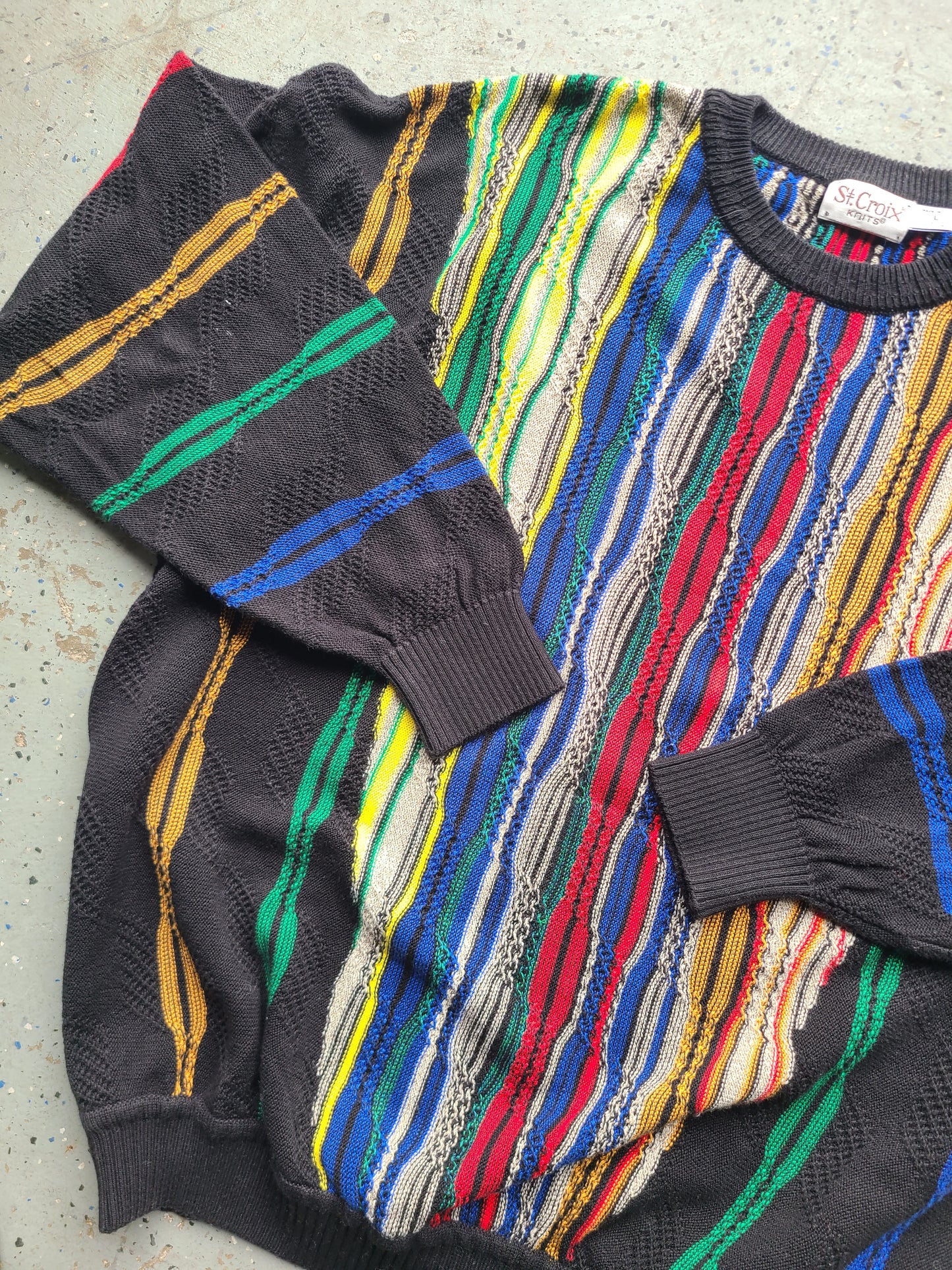 90s ST. Croix knits (Coogi style) 3d knit sweater Size large