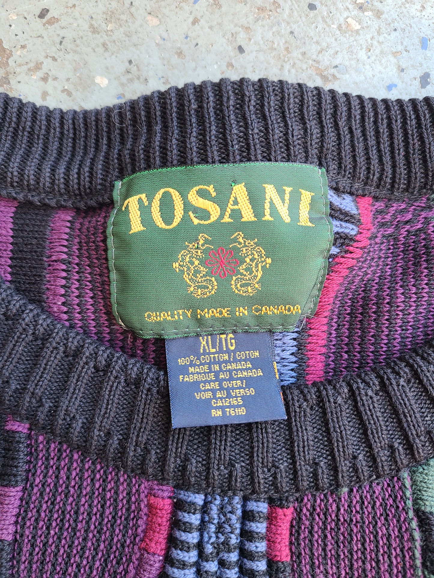 90s Tosani (Coogi style) 3d Knit Sweater Size XL