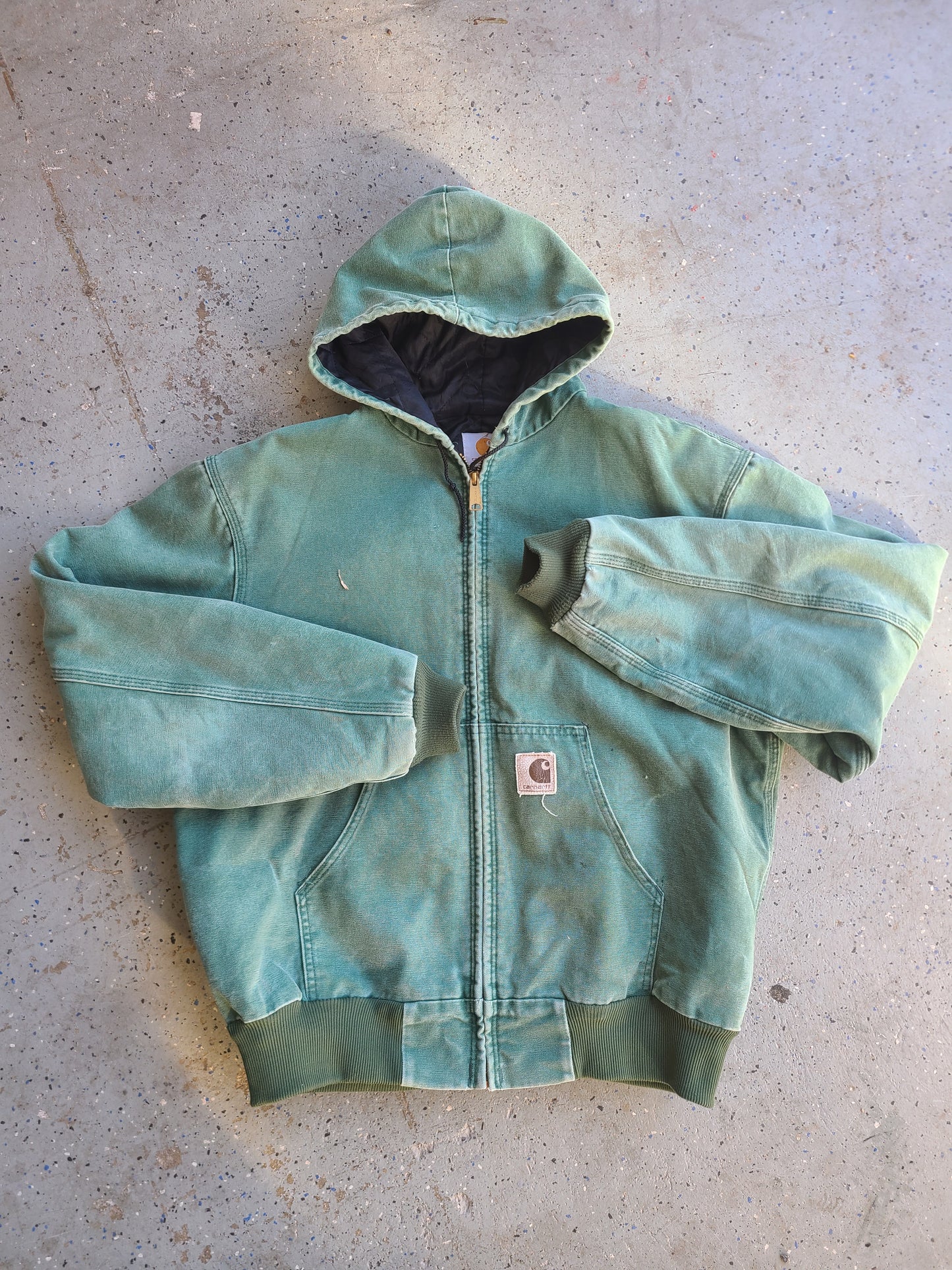 90s mint green JO6 HTG Carhartt hooded jacket Size Large