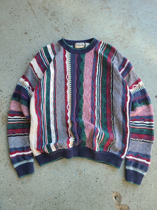 90s Cotton Traders (Coogi style) 3d Knit Sweater Size Large