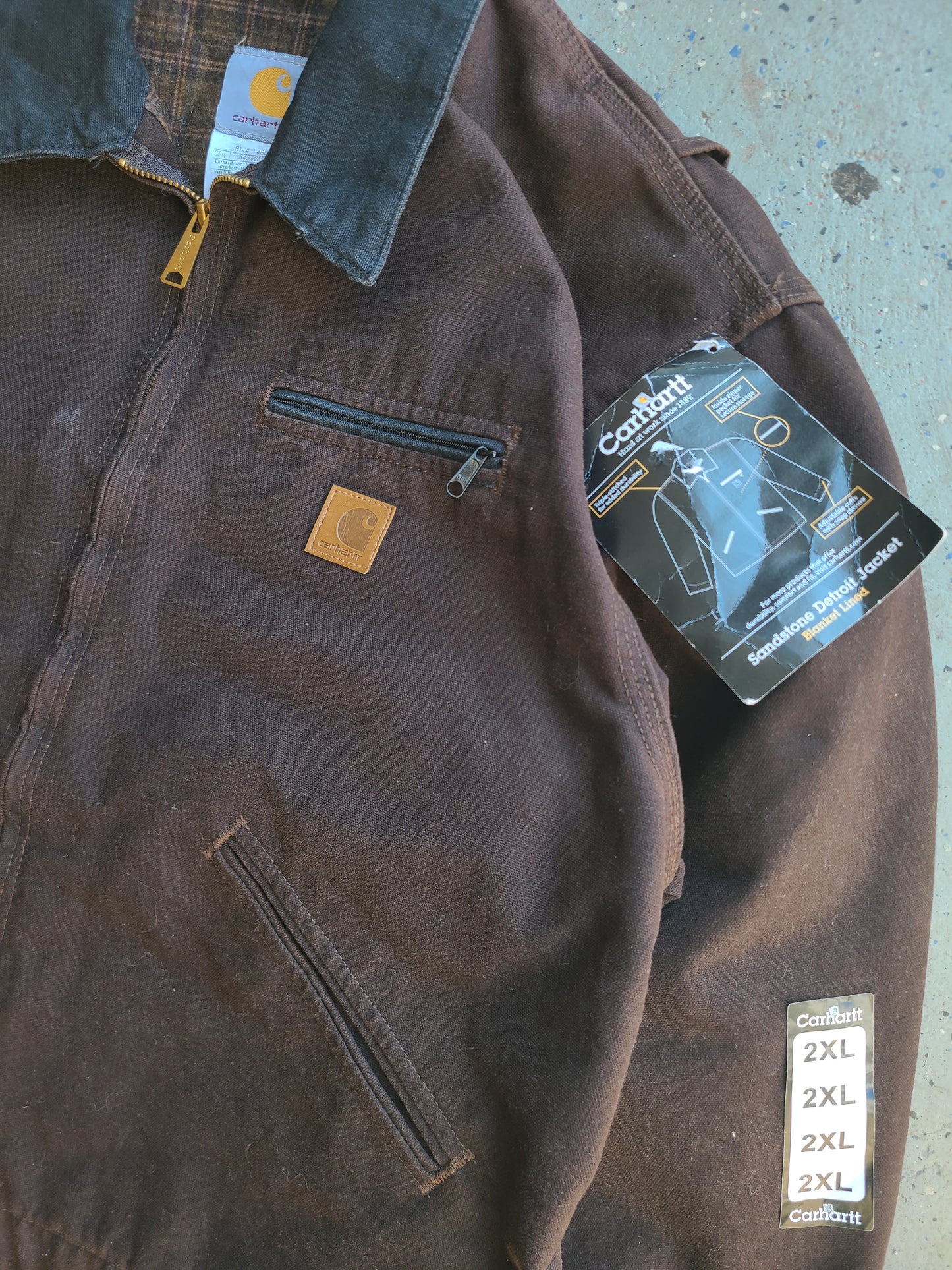 90s Deadstock Cocoa Brown Detroit jacket J97 DKB Size 2XL