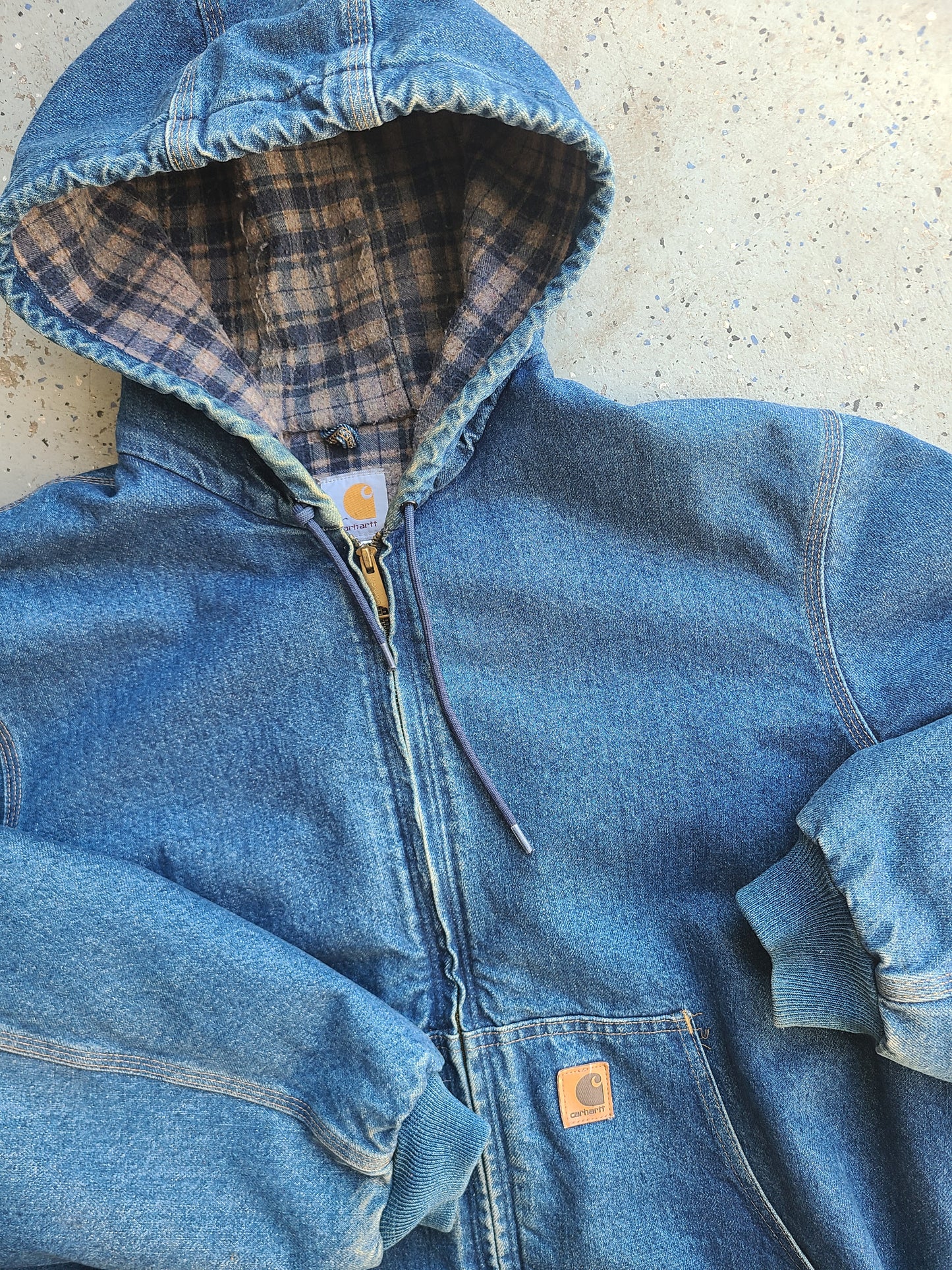 90s denim carhartt hooded jacket J138 DST Size XL