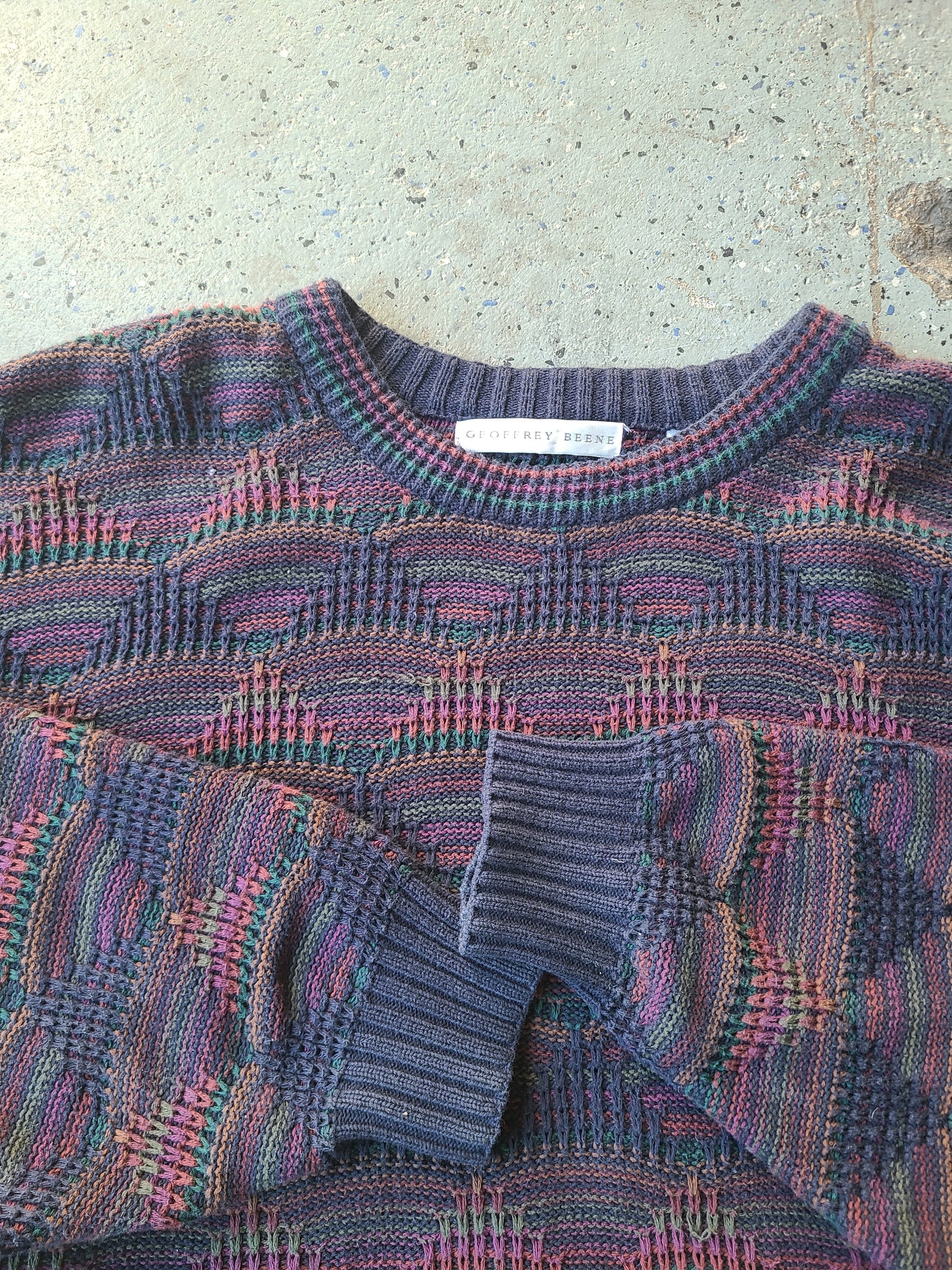 90s Geoffrey Beene (Coogi style) 3d Knit Sweater Size XL