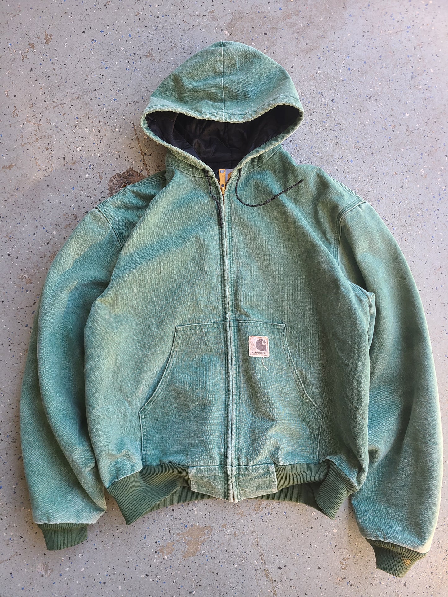 90s mint green JO6 HTG Carhartt hooded jacket Size Large