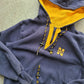Vintage mvp Corp Pro Weave Navy Drawstring Quarter Zip Hoody Size Medium