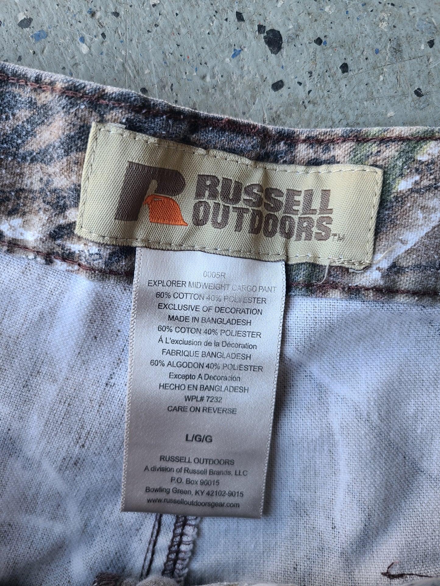 Russel Outdoors Adjustable Camo Pants Size Large