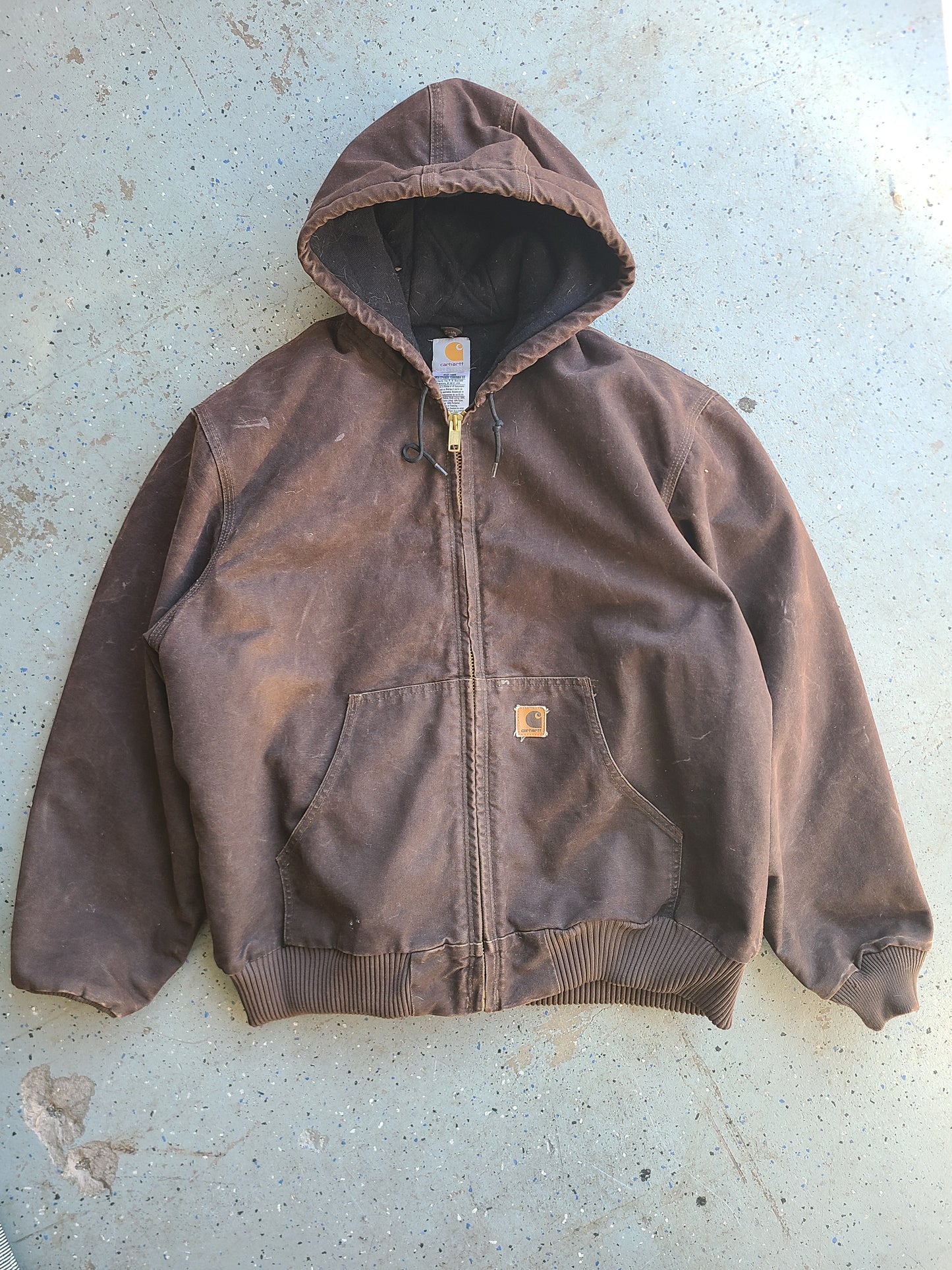 90s Cocoa Brown J25 DKB Carhartt hooded jacket Size XL