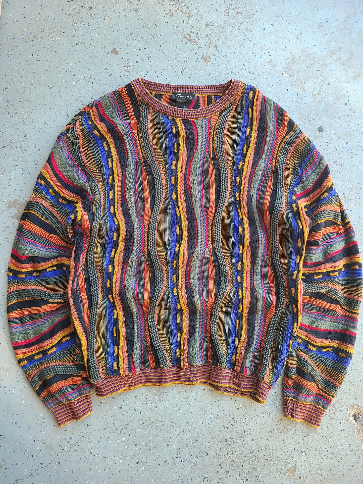 Y2k Tosani (Coogi style) 3d Knit Sweater Size XL