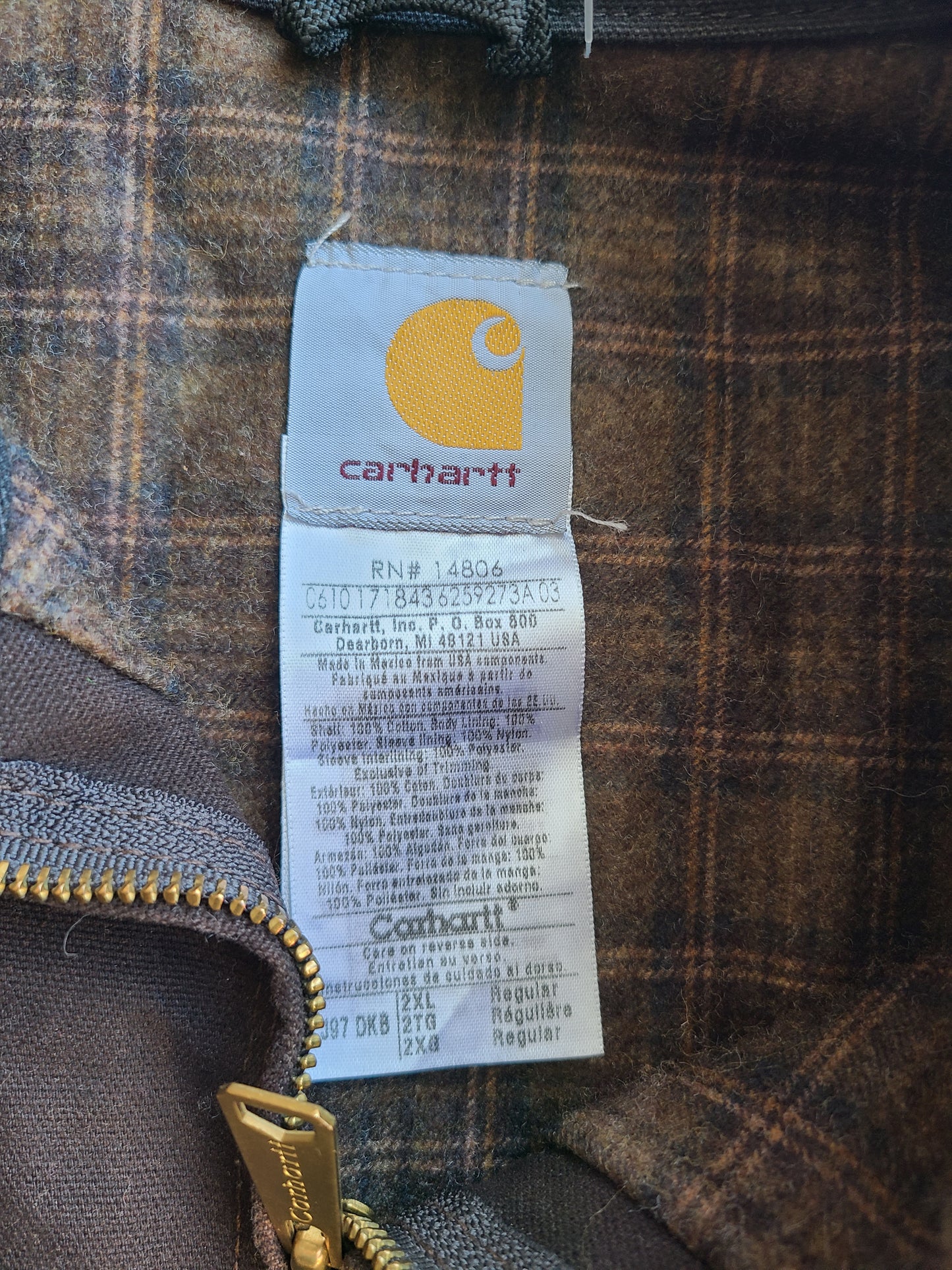 90s Deadstock Cocoa Brown Detroit jacket J97 DKB Size 2XL