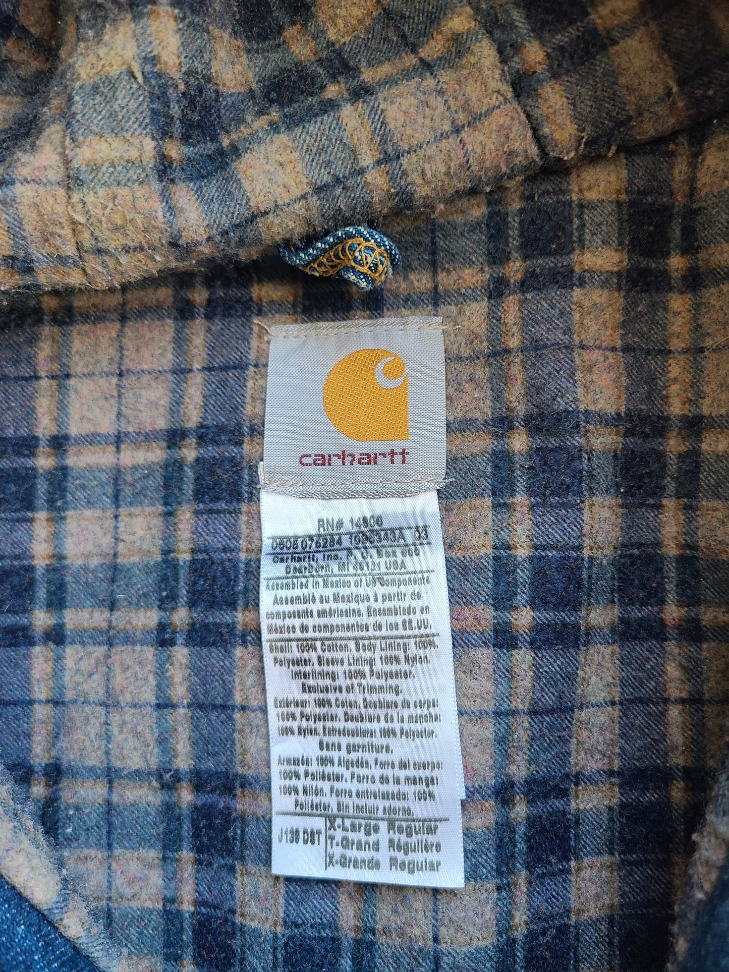 90s denim carhartt hooded jacket J138 DST Size XL