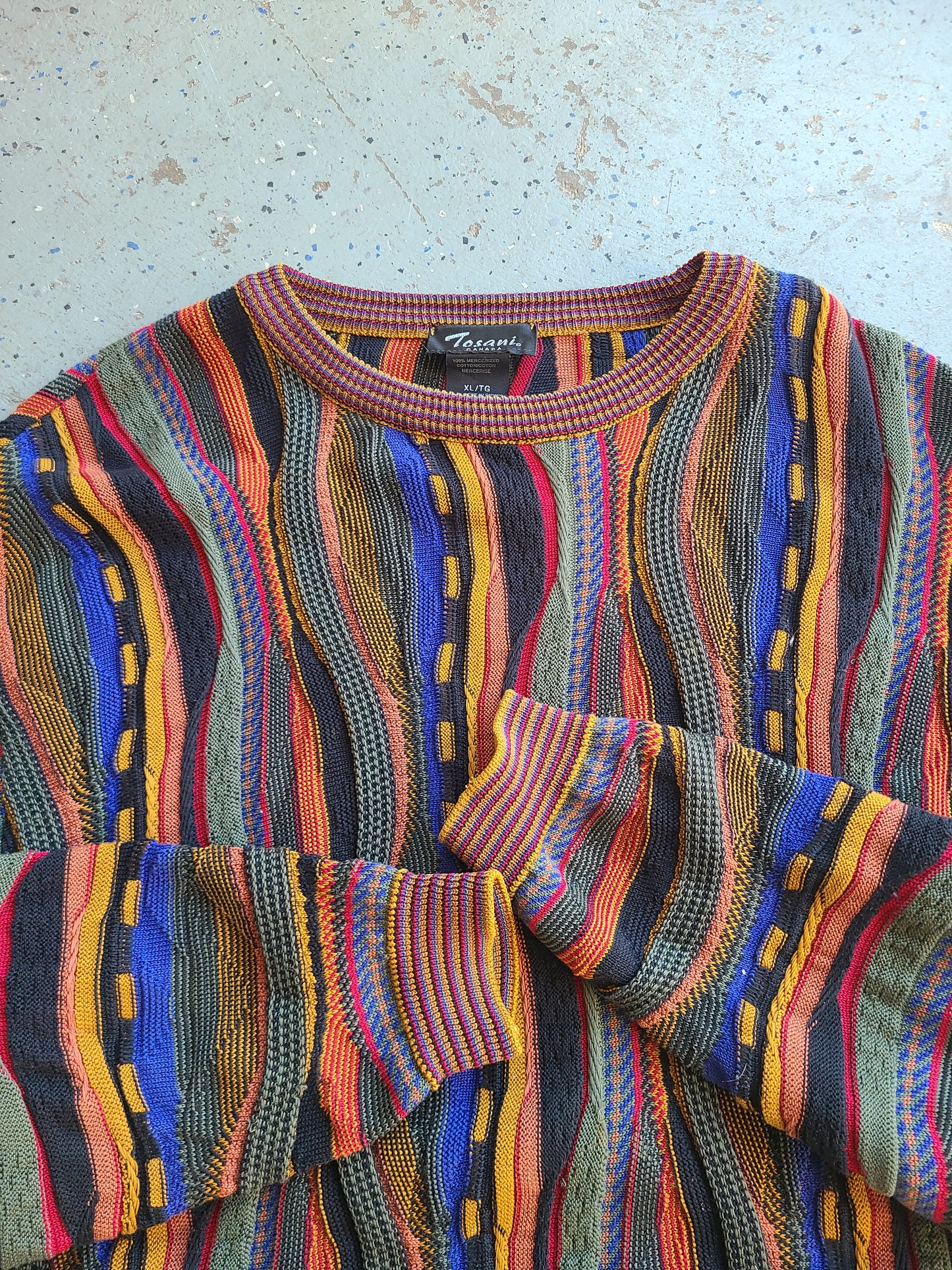 Y2k Tosani (Coogi style) 3d Knit Sweater Size XL