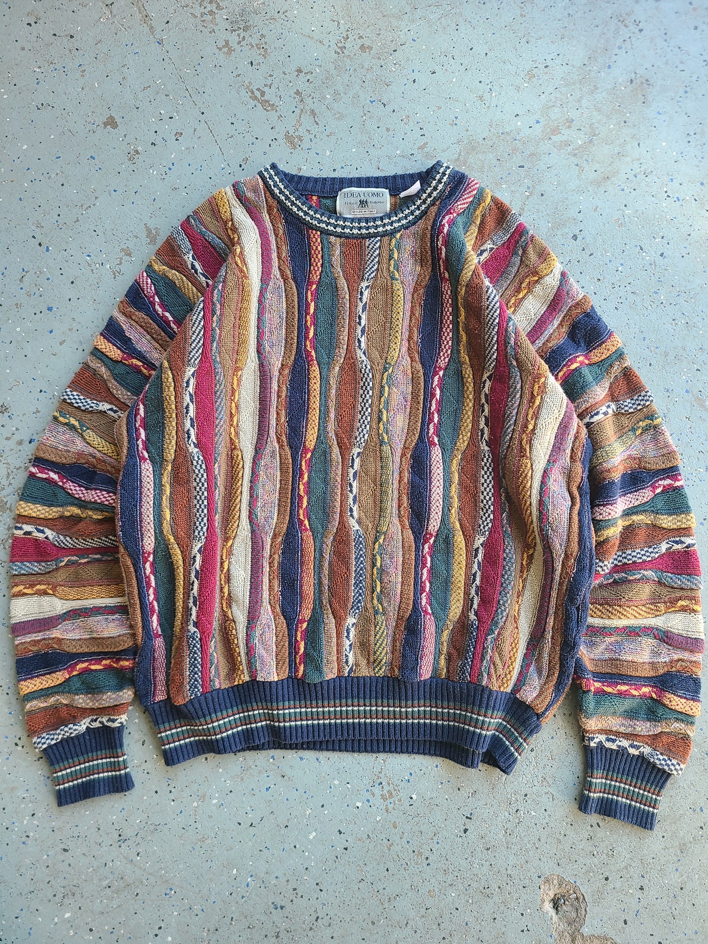 90s IDEA UOMO (coogi style) 3d knit sweater Size Large