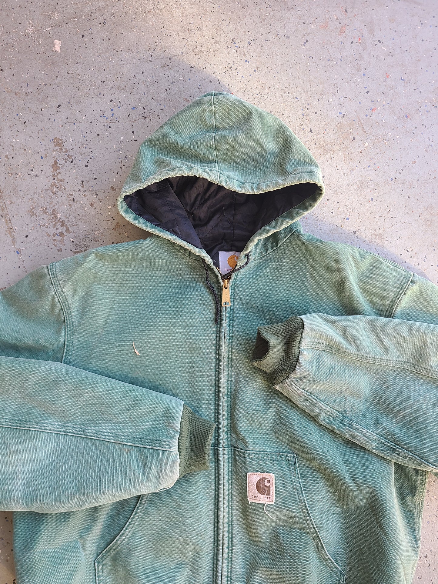 90s mint green JO6 HTG Carhartt hooded jacket Size Large