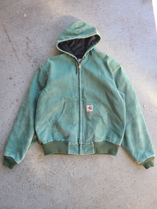 90s mint green JO6 HTG Carhartt hooded jacket Size Large