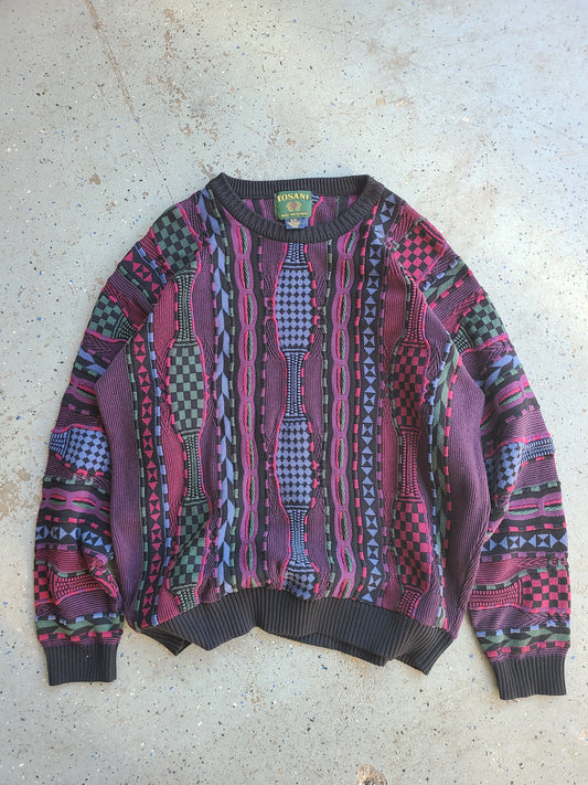 90s Tosani (Coogi style) 3d Knit Sweater Size XL