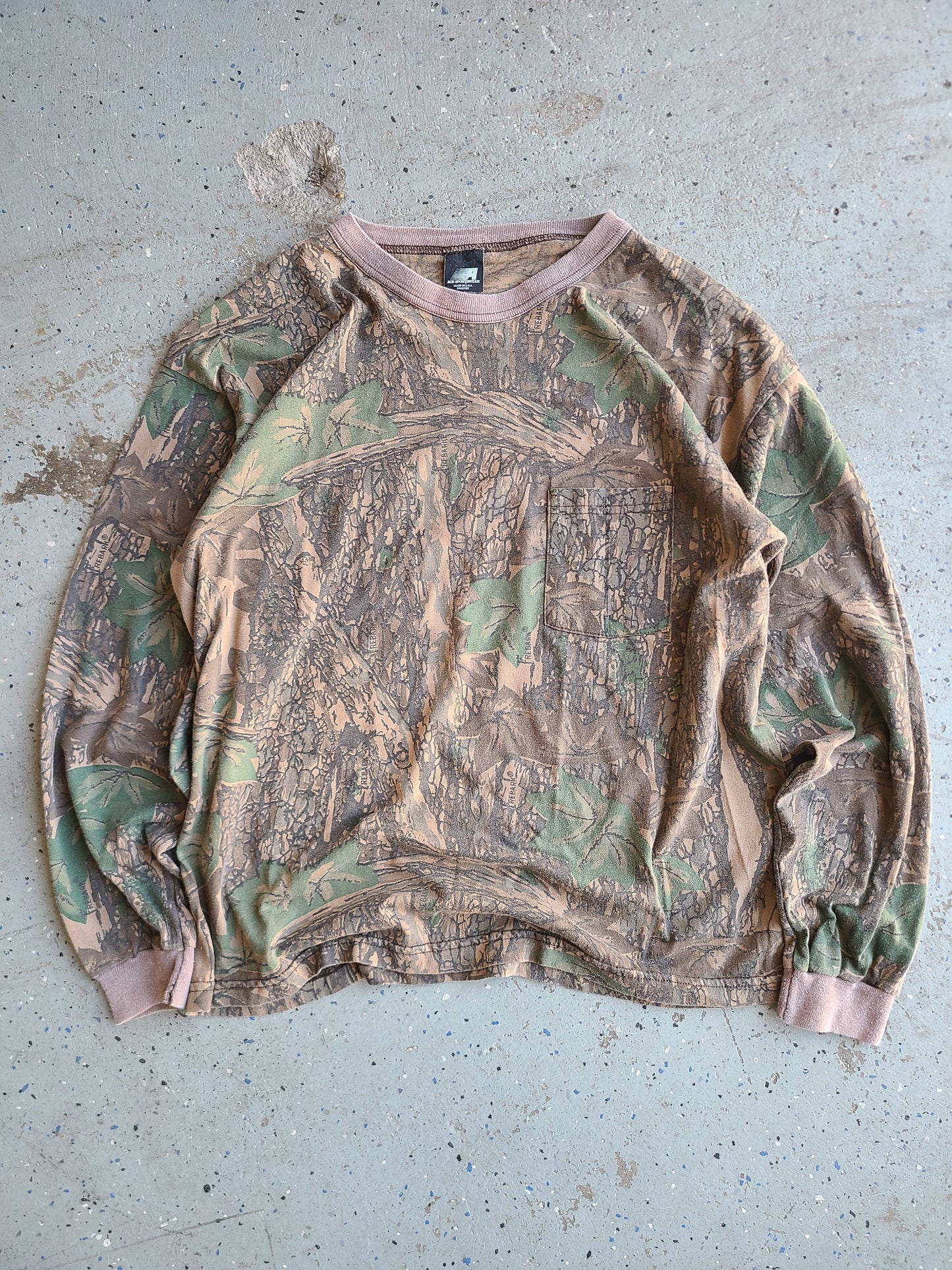 90s Ace Sportswear Camo Long-sleeve Pocket Tee