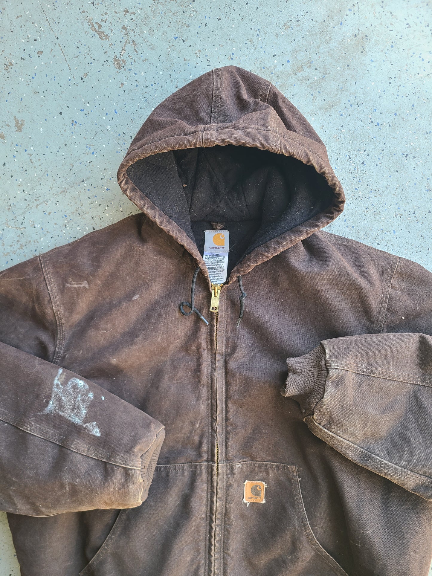 90s Cocoa Brown J25 DKB Carhartt hooded jacket Size XL