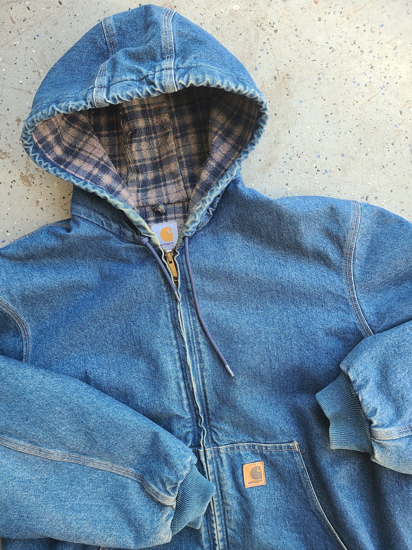 90s denim carhartt hooded jacket J138 DST Size XL