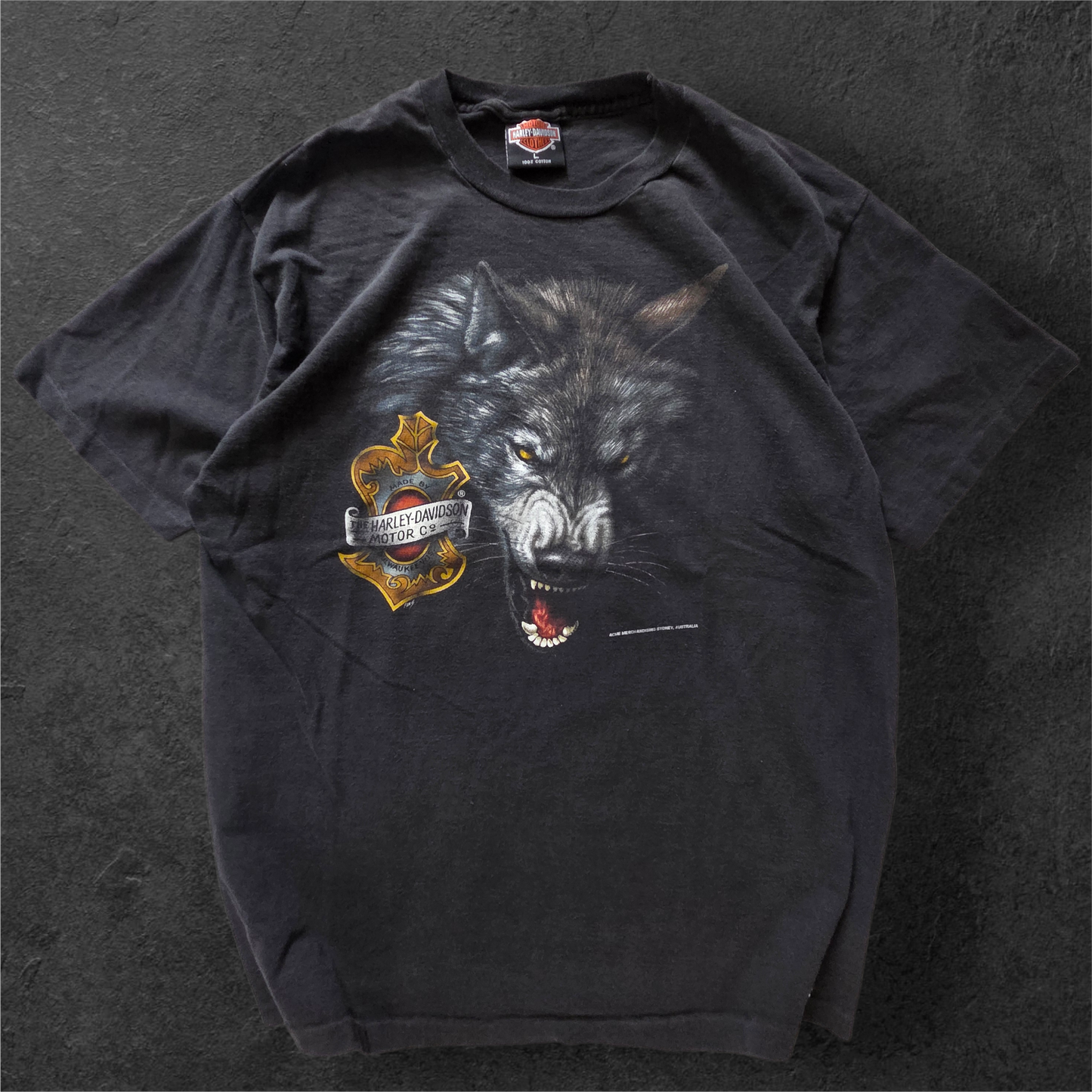 90s Big Face Wolf Harley Davidson tee