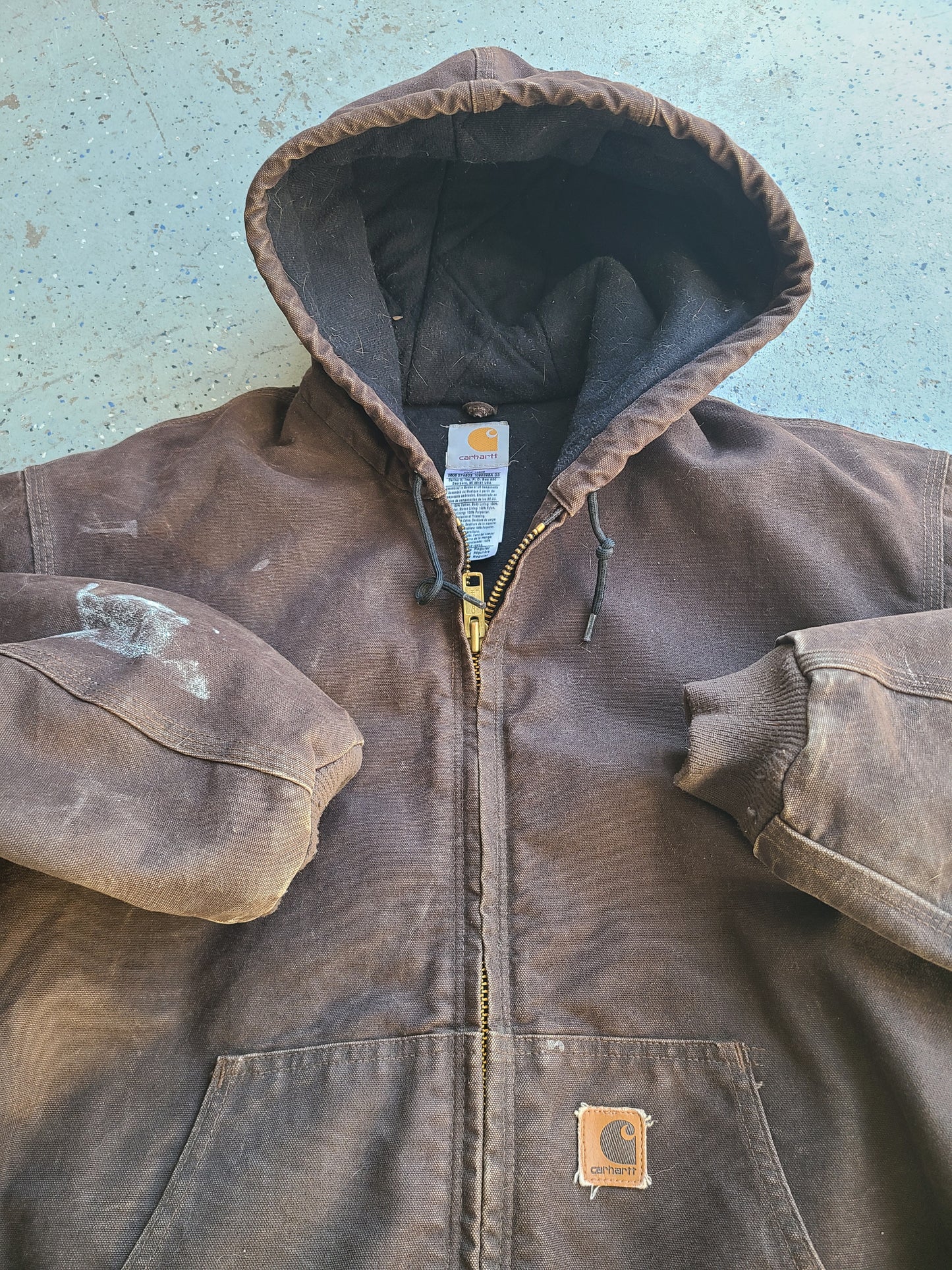 90s Cocoa Brown J25 DKB Carhartt hooded jacket Size XL