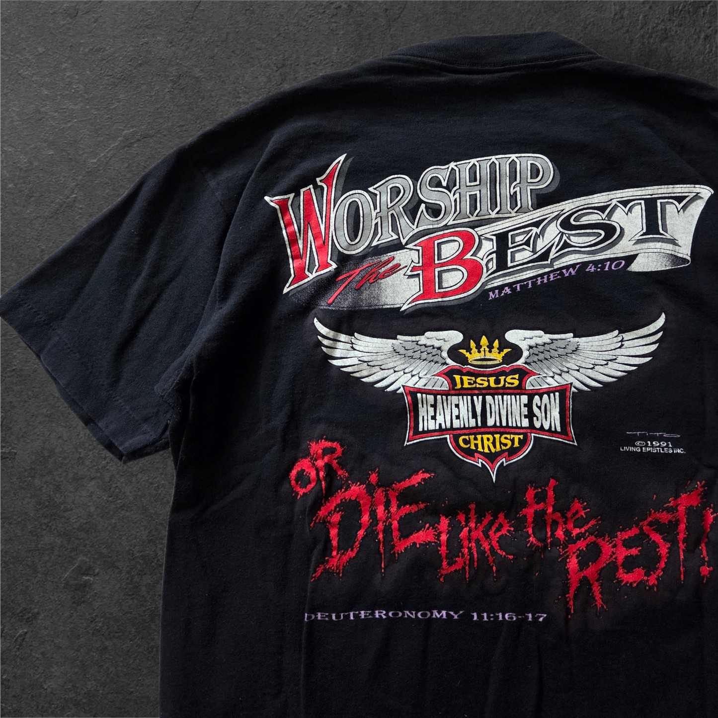 1991 Born to Die Religious tee
