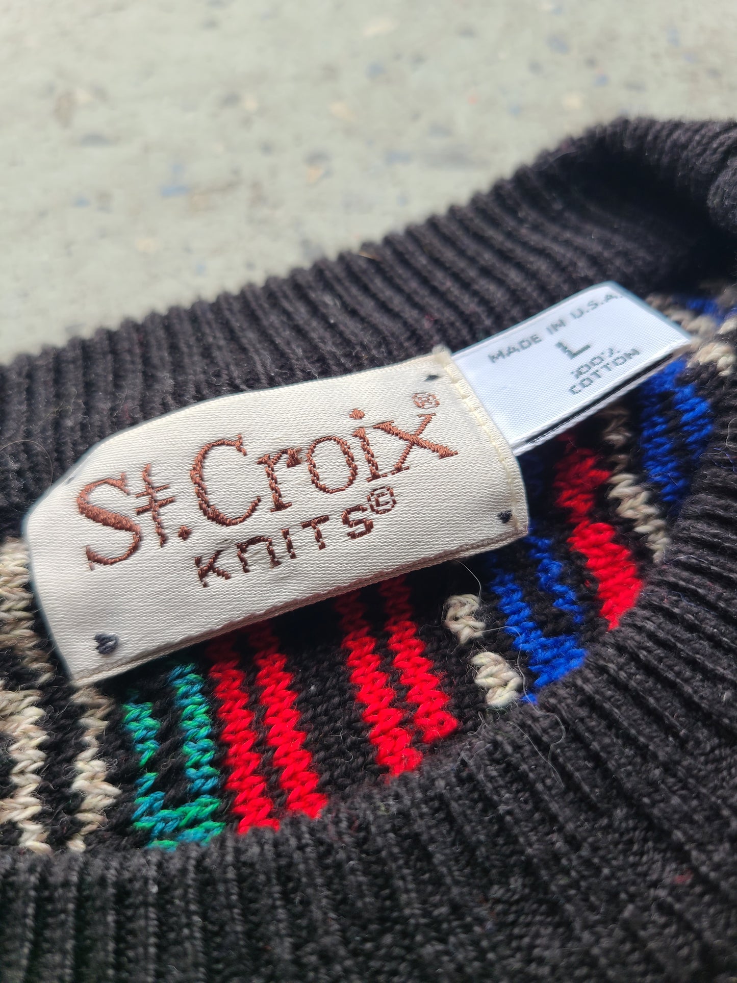 90s ST. Croix knits (Coogi style) 3d knit sweater Size large