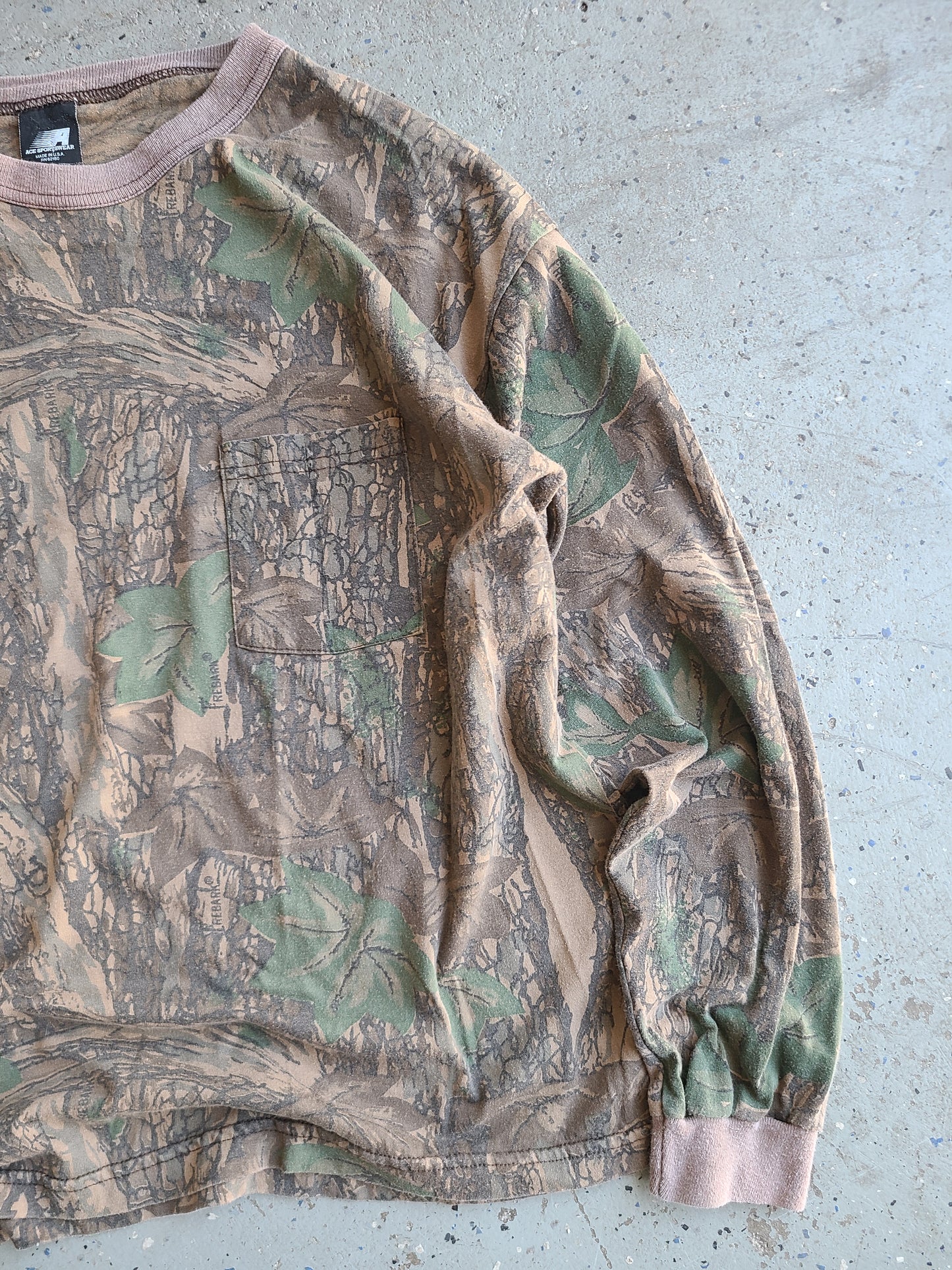 90s Ace Sportswear Camo Long-sleeve Pocket Tee