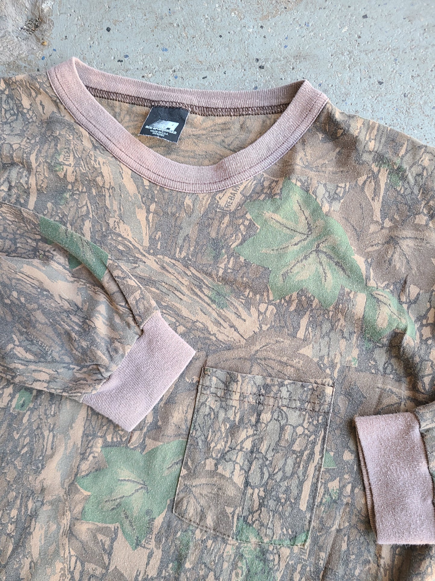 90s Ace Sportswear Camo Long-sleeve Pocket Tee