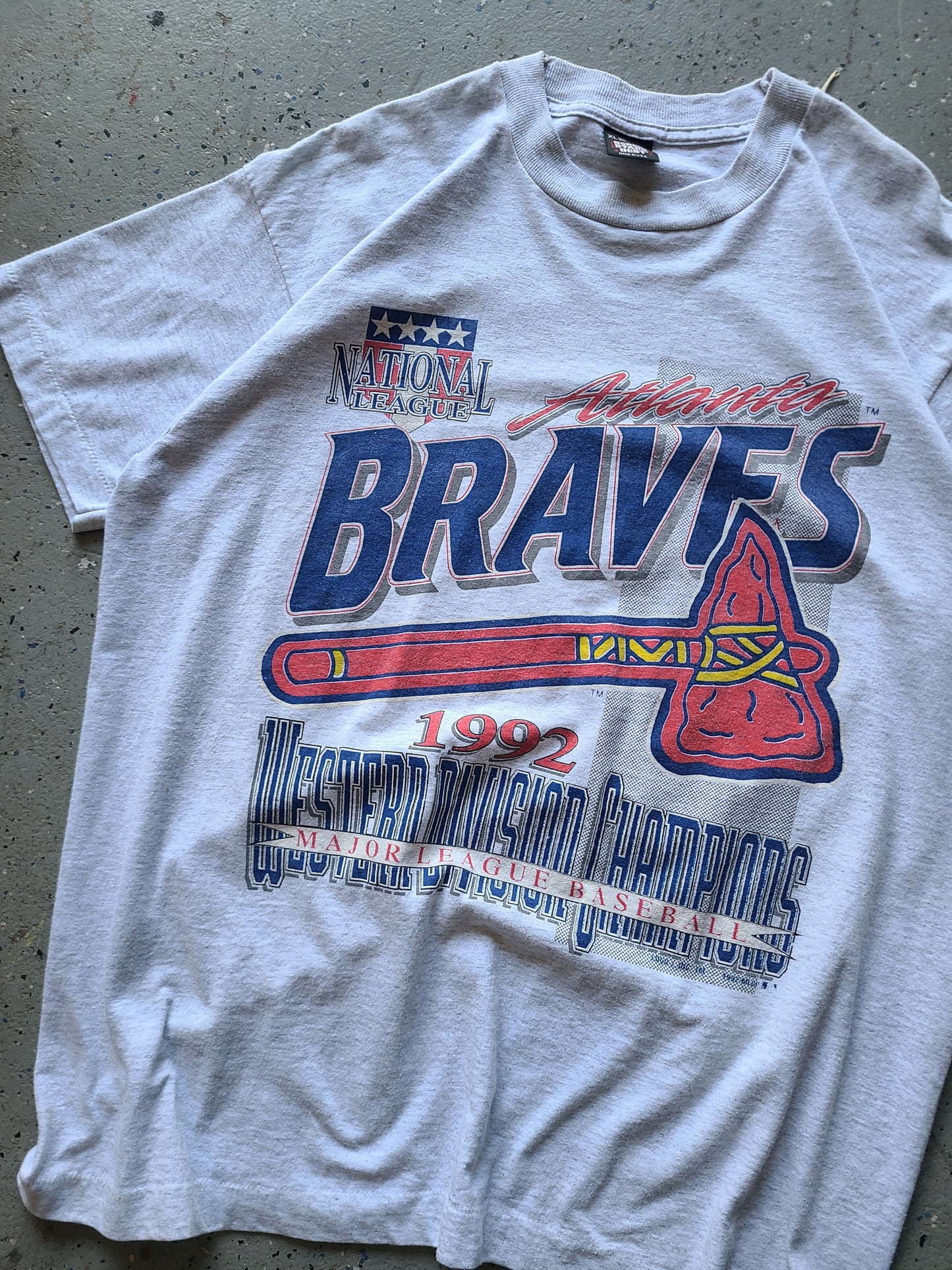 1992 Atlanta Braves Western division champions tshirt Size XL